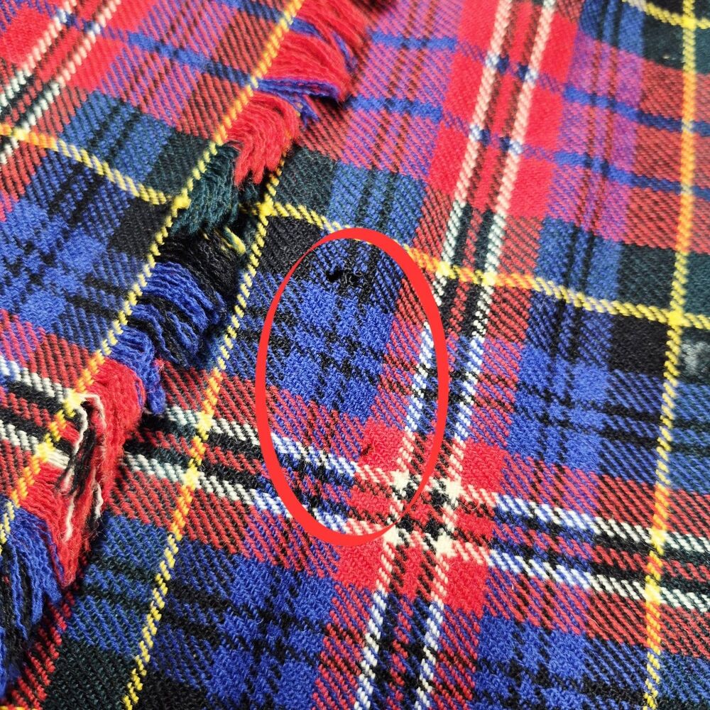 Vintage Mosbrook Wool Tartan Kilt Plaid Pleated Skirt Scottish Wrap Red Blue M - Picture 6 of 8